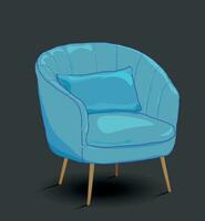 hand drawn blue cozy armchair vector