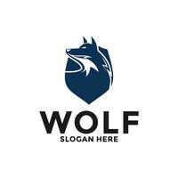 Wolf Shield Logo Vector, Wolf logo design template vector