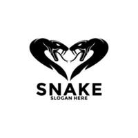 snake head logo icon, Snake heart logo vector design template