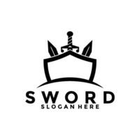 Sword and shield perfect logo vector template. Sword logo icon design