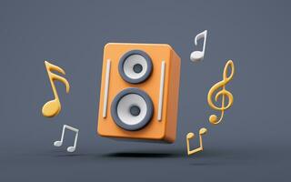 Music instruments with cartoon style, 3d rendering. photo