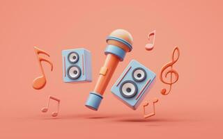 Music instruments with cartoon style, 3d rendering. photo