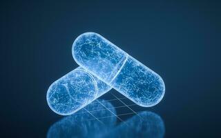 Capsules with blue technology structure, 3d rendering. photo