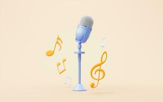 Music instruments with cartoon style, 3d rendering. photo