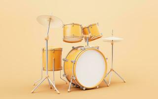 3D cartoon style drum set, 3d rendering. photo