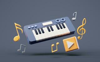 Music instruments with cartoon style, 3d rendering. photo