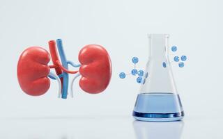 Kidney with biology and health care concept, 3d rendering. photo