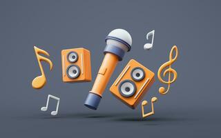 Music instruments with cartoon style, 3d rendering. photo