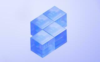 Abstract cube glass geometry background, 3d rendering. photo