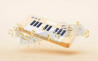 Music instruments with cartoon style, 3d rendering. photo