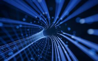 Flowing digital lines with cyberspace background, 3d rendering. photo