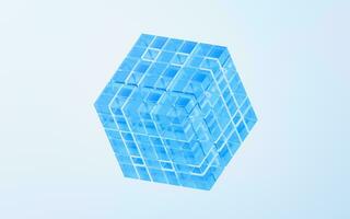 Abstract cube glass geometry background, 3d rendering. photo