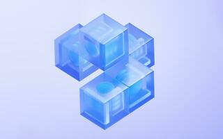 Abstract cube glass geometry background, 3d rendering. photo