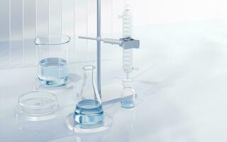 Chemical instruments with biotechnology concept, 3d rendering. photo