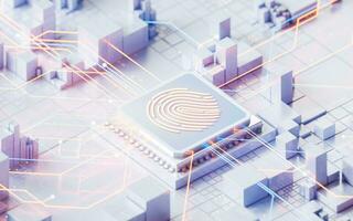 Fingerprint and technology background, 3d rendering. photo