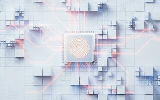 Fingerprint and technology background, 3d rendering. photo