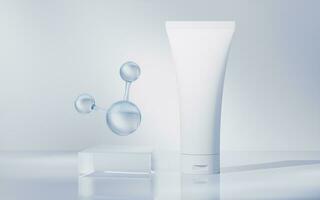 Skin care product and molecule, 3d rendering. photo