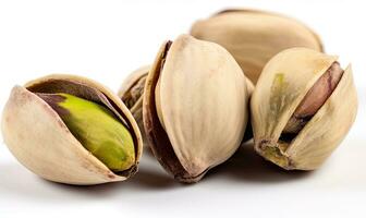 A close-up view of pistachios on a table Creating using generative AI tools photo