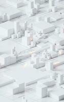 White cube circuit board, 3d rendering. photo