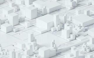 White cube circuit board, 3d rendering. photo