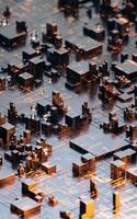 metálico cubo circuito junta, 3d representación. foto