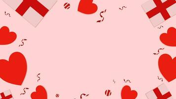 Valentine's Day background image with heart frame and red gift box. For banners or greeting cards vector