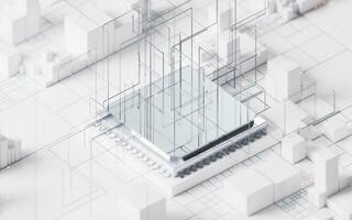 Technology circuit board and core, 3d rendering. photo