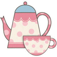 Cute sweet vintage pink teapot set png