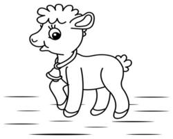 Lamb vector illustration template for Coloring book. Drawing lesson for children