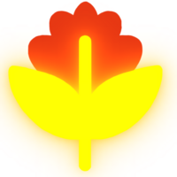 Red flower icon . 3d image renderer, Leaf glow png