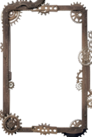 steampunk gräns ram png transparent bakgrund ai generativ