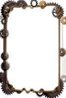 Steampunk border frame PNG transparent background Ai Generative