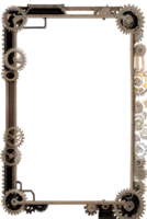 Steampunk border frame PNG transparent background Ai Generative