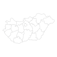 Hungary map. Map of Hungary in administrative regions png