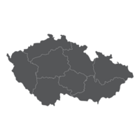 Czechia map. Map of Czech Republic in main regions png