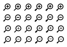 Zoom in and zoom out icon vector in flat style. Magnifying glass plus and magnifier minus sign symbol