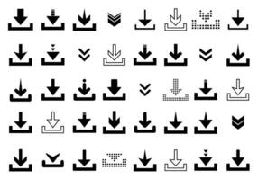 Download icon vector big collection in flat style. Down arrow sign symbol