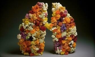 The lungs made from flowers were a stunning and unique work of art. Creating using generative AI tools photo