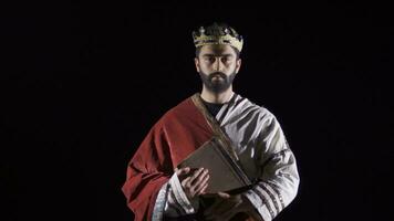 Roman Emperor. Historical reenactment. Black background. video