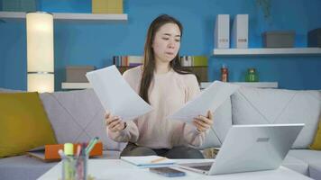 Asian Young Woman Undecided, Confused at Home Office. video