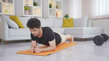 Man doing plank exercise. video