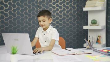 Happy boy playing games. video