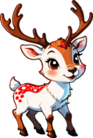 Cute Christmas Reindeer Cartoon Logo AI Generative png