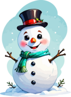 linda Navidad monigote de nieve dibujos animados pegatina diseño ai generativo png