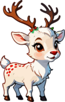 Cute Christmas Reindeer Cartoon Illustration AI Generative png