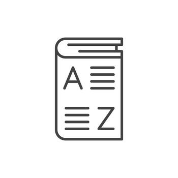 Glossary book icon in flat style. Guidebook encyclopedia vector illustration on isolated background. A-Z notebook sign business concept.