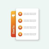 Negative list or planning icon in flat style. Paper sheet with cons clipboard vector illustration on isolated background. Checkbox plan sign business concept.