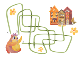 Maze, puzzle for kids. developing attention task. Printable Page worksheet, learning study page nursery childish activity. labyrinth logical Educational game help adorable bird find way to his house png