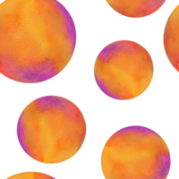 Aquarell Planeten Quecksilber, Venus, Mars, Jupiter Hintergrund. hell Neon- Orange und Rosa Globus, glühend Bälle. Galaxis Kunst, Universum Raum nahtlos Muster zum Verpackung Papier, Stoffe, Textil- png
