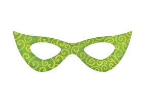 Mardi Gras green carnival mask clip art. fat tuesday carnival mask cut out. festival masquerade accessories isolated on transparent background illustration. Opera and theater costume element png
